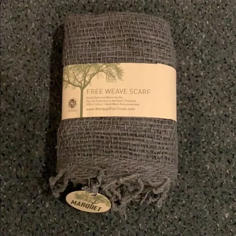 Marquet Slate Charcoal Free Weave Cotton Scarf NWT